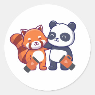 adesivo de panda vermelho, preto e branco