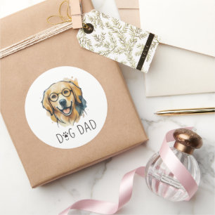 Adesivo de Papai Cachorro Golden Retriever Aquarel