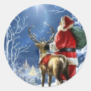 Adesivo de Papai Noel da Noite Estrelada