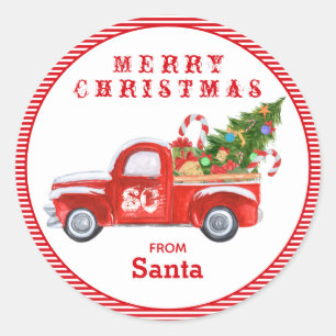 Adesivo De Papais noeis Vintage Red Truck Feriado de Natal