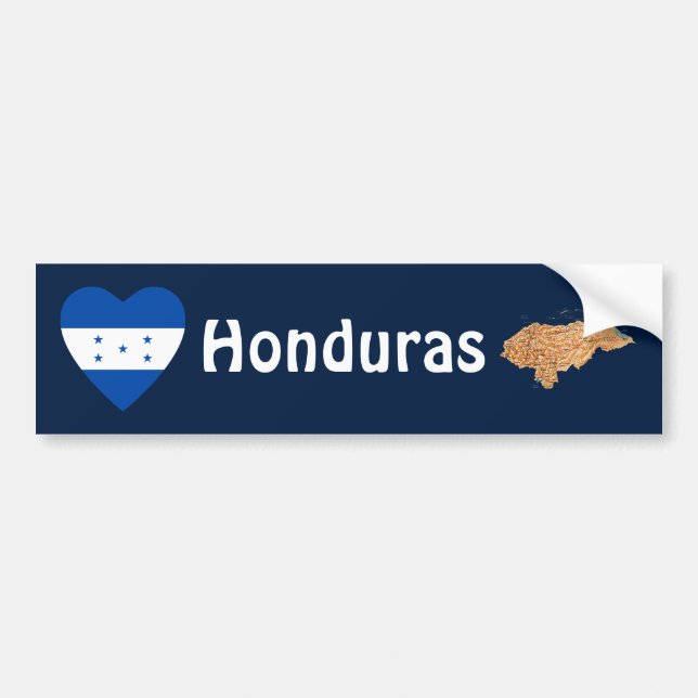 Adesivo de Para-choque Bandeira Coração + Mapa Hon (Frente)