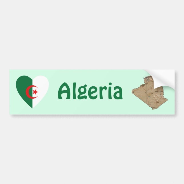 Adesivo de Para-choque Bandeira da Argélia Coração (Frente)