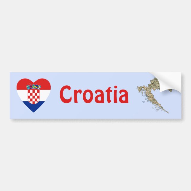 Adesivo de Para-choque Bandeira da Croácia Coração (Frente)