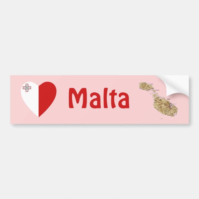 Adesivo de Para-choque Bandeira de Malta Coração + (Frente)