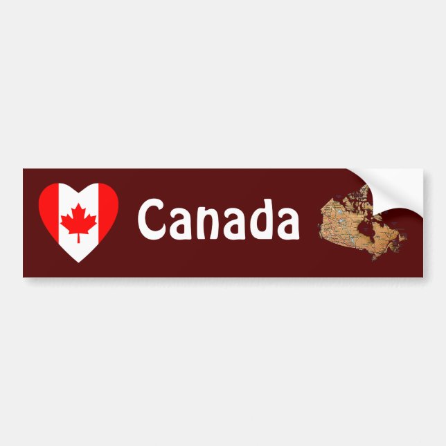 Adesivo de Para-choque Bandeira do Canadá Coração  (Frente)