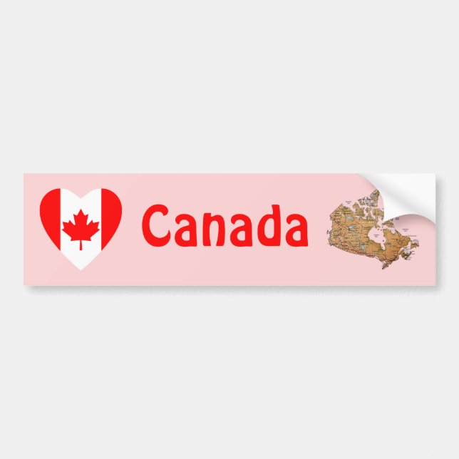 Adesivo de Para-choque Bandeira do Canadá Coração  (Frente)