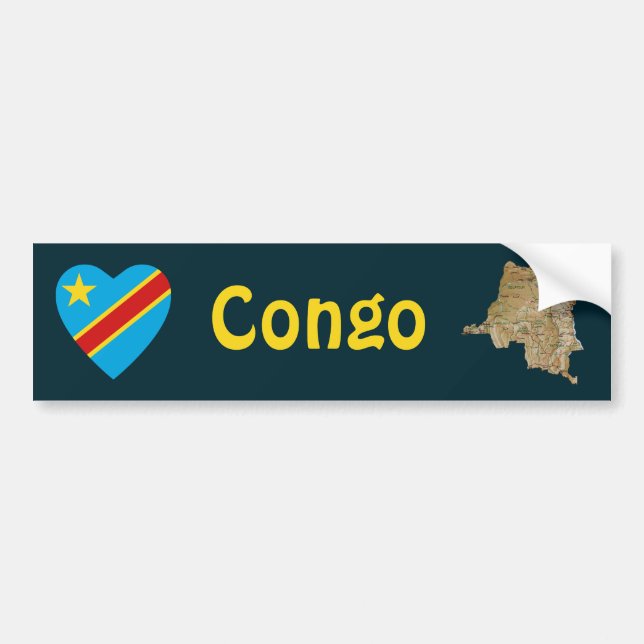 Adesivo de Para-choque Bandeira do Congo-Kinshasa  (Frente)