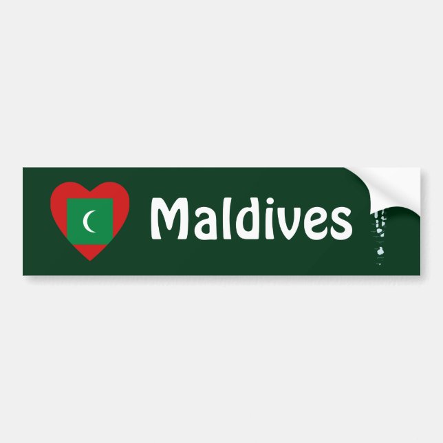 Adesivo de Para-choque Bandeira do Maldivas Coraçã (Frente)