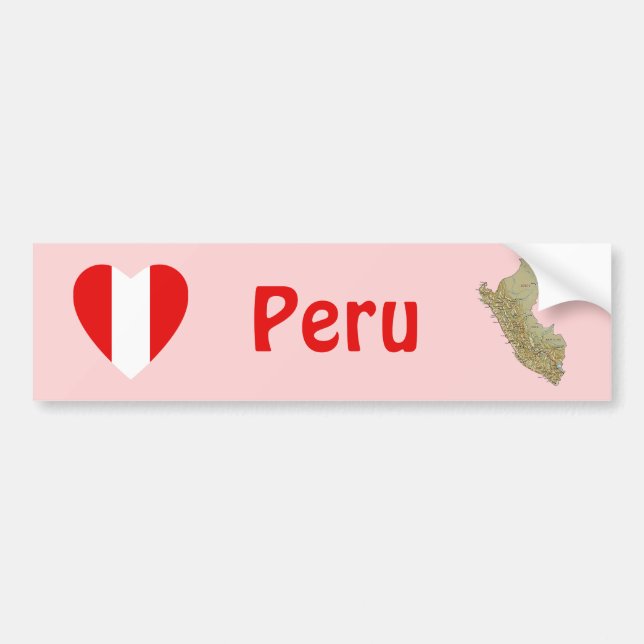 Adesivo de Para-choque Bandeira do Peru Coração +  (Frente)