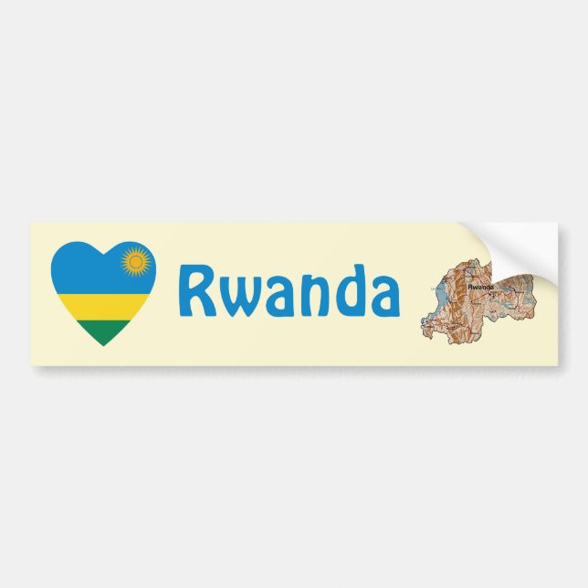 Adesivo de Para-choque Bandeira do Ruanda Coração  (Frente)