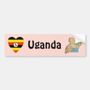 Adesivo de Para-choque Bandeira do Uganda Coração