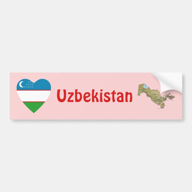 Adesivo de Para-choque Bandeira do Uzbequistão Cor (Frente)