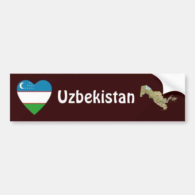 Adesivo de Para-choque Bandeira do Uzbequistão Cor (Frente)