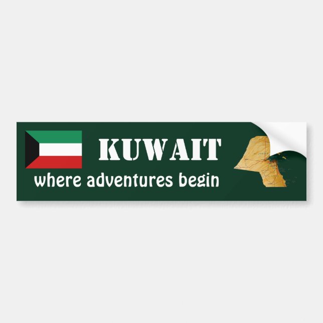 Adesivo de Para-choque Bandeira e Mapa do Kuwait (Frente)