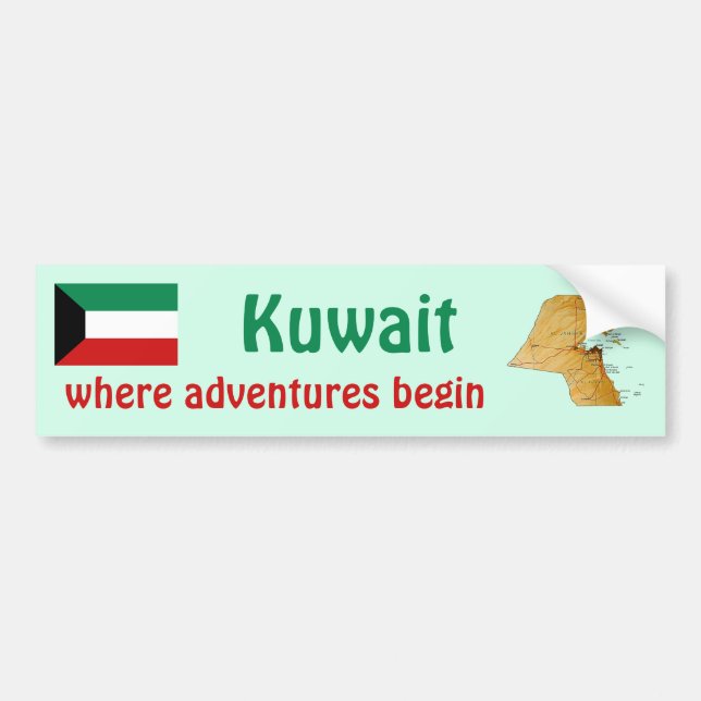 Adesivo de Para-choque Bandeira e Mapa do Kuwait (Frente)