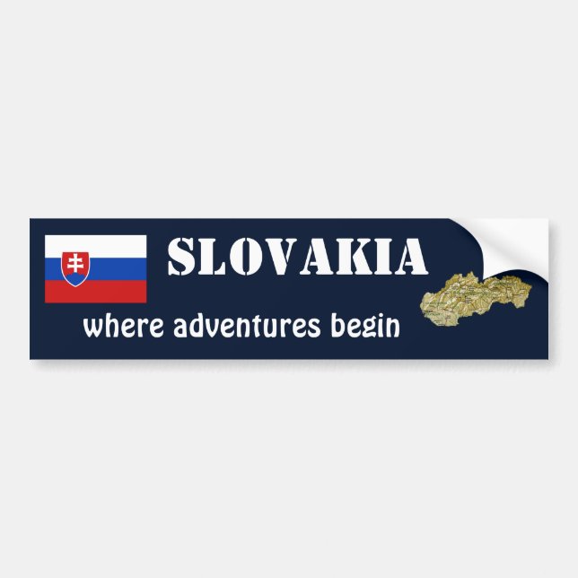 Adesivo de Para-choque Bandeira + Mapa da Eslováqu (Frente)