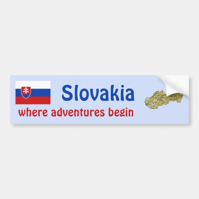 Adesivo de Para-choque Bandeira + Mapa da Eslováqu (Frente)