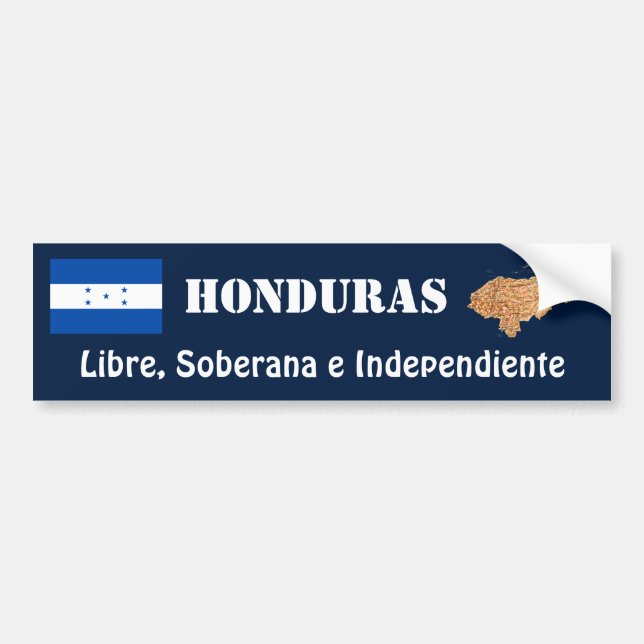 Adesivo de Para-choque Bandeira + Mapa de Honduras (Frente)