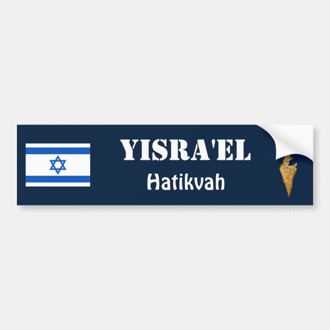 Adesivo de Para-choque Bandeira + Mapa de Israel (Frente)