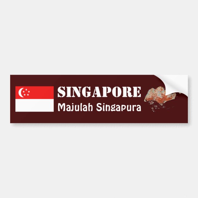 Adesivo de Para-choque Bandeira + Mapa de Singapur (Frente)