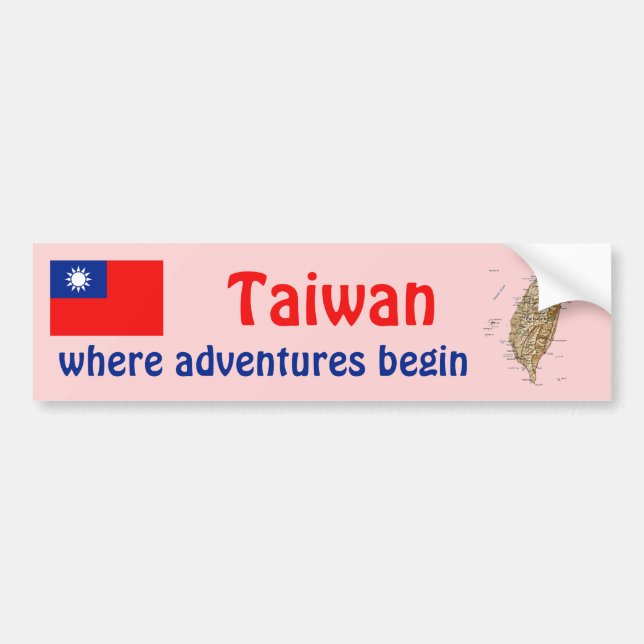 Adesivo de Para-choque Bandeira + Mapa de Taiwan (Frente)