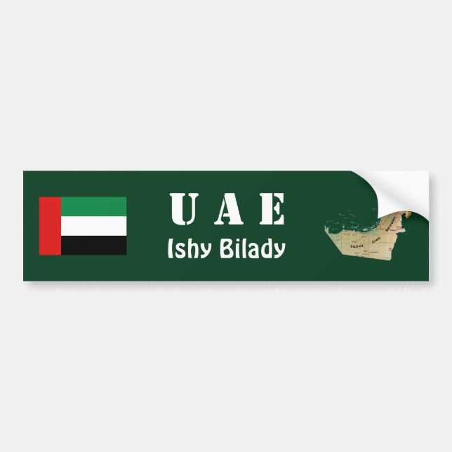 Adesivo de Para-choque Bandeira + Mapa dos EAU (Frente)