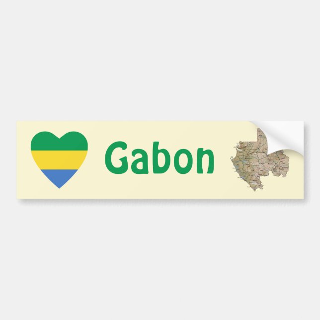 Adesivo de Para-choque com Bandeira do Gabão em Co (Frente)