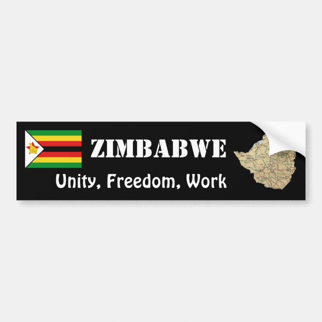 Adesivo de Para-choque com Bandeira e Mapa da Zimb (Frente)