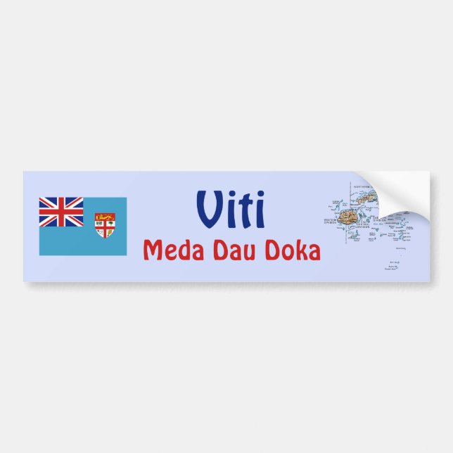 Adesivo de Para-choque com Bandeira e Mapa de Fiji (Frente)