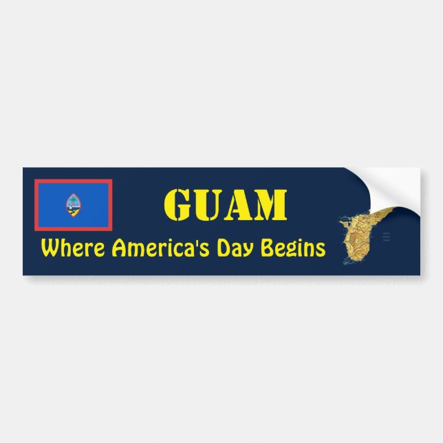 Adesivo de Para-choque com Bandeira e Mapa de Guam (Frente)
