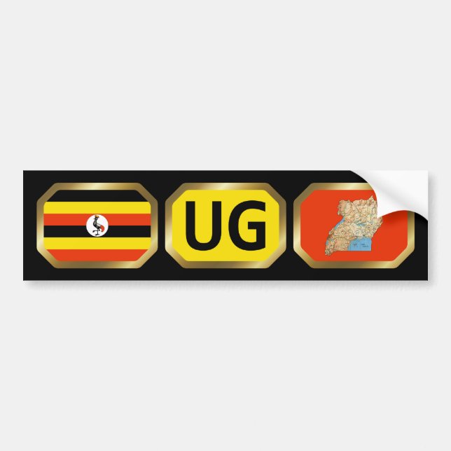 Adesivo de Para-choque com Mapa da Bandeira de Uga (Frente)