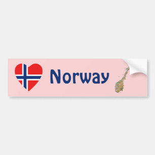 Adesivo de Para-choque Coração Bandeira Noruega +