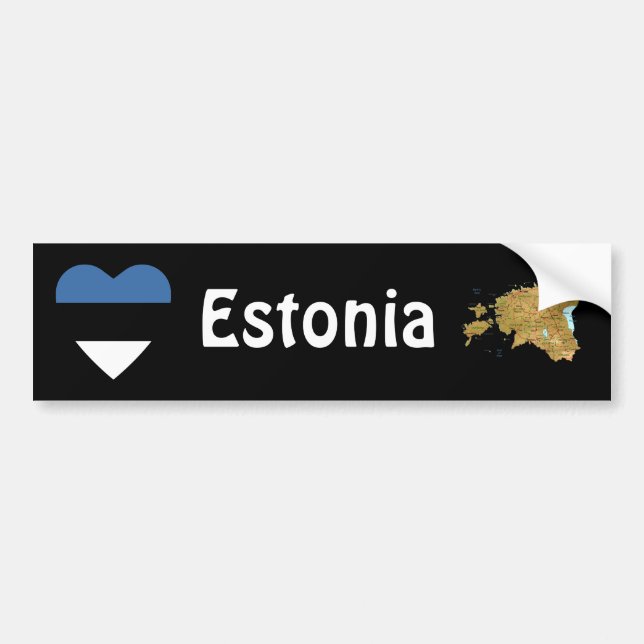 Adesivo de Para-choque Coração com Bandeira da Est (Frente)