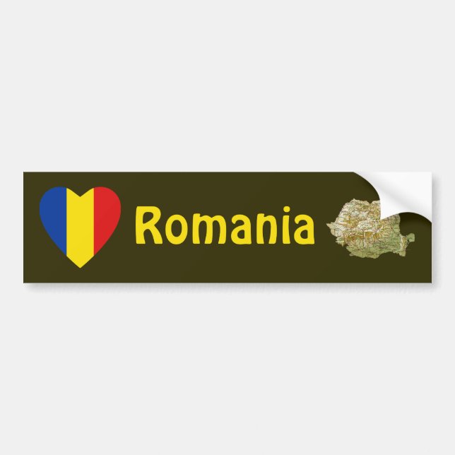 Adesivo de Para-choque Coração com Bandeira da Rom (Frente)