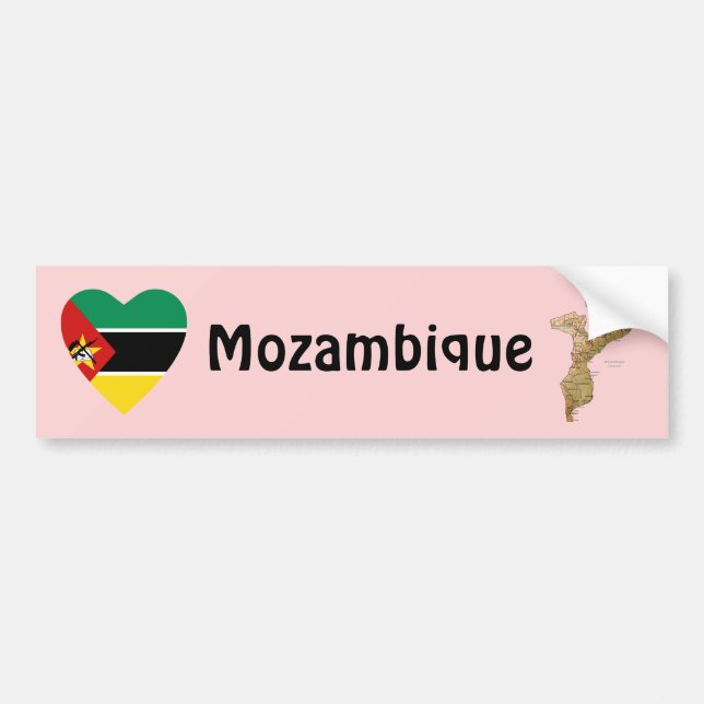 Adesivo de Para-choque Coração com Bandeira de Moç (Frente)