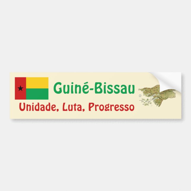 Adesivo de Para-choque da Bandeira e Mapa da Guiné (Frente)