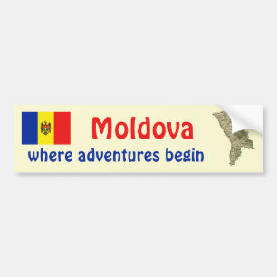 Adesivo de Para-choque da Bandeira e Mapa da Moldá