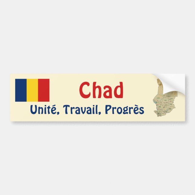 Adesivo de Para-choque da Bandeira e Mapa do Chade (Frente)