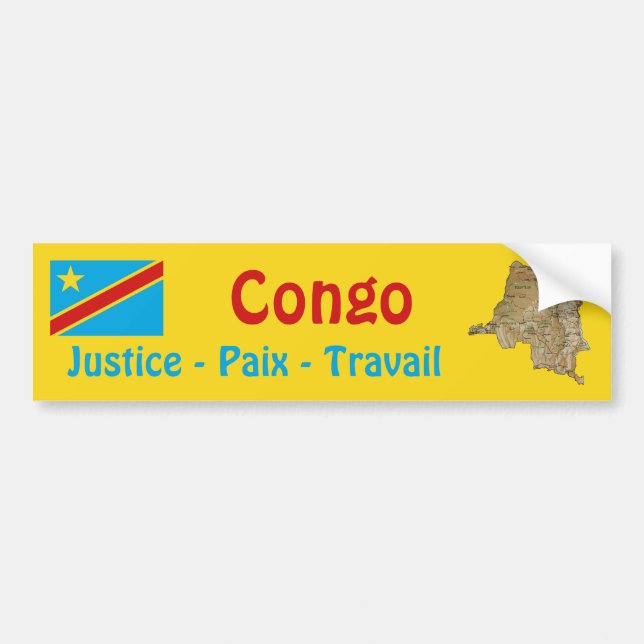 Adesivo de Para-choque da Bandeira e Mapa do Congo (Frente)