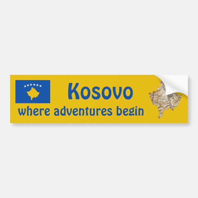 Adesivo de Para-choque da Bandeira e Mapa do Kosov (Frente)