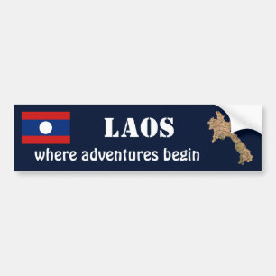 Adesivo de Para-choque da Bandeira e Mapa do Laos