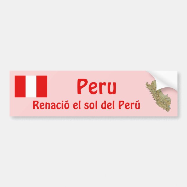 Adesivo de Para-choque da Bandeira e Mapa do Peru (Frente)