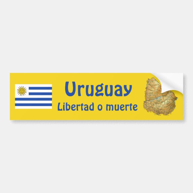 Adesivo de Para-choque da Bandeira e Mapa do Urugu (Frente)