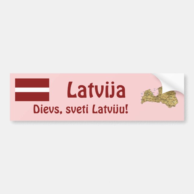 Adesivo de Para-choque da Bandeira + Mapa da Letôn (Frente)