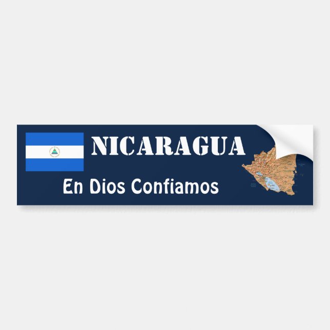 Adesivo de Para-choque da Bandeira + Mapa da Nicar (Frente)