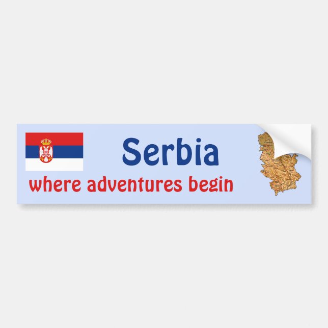 Adesivo de Para-choque da Bandeira + Mapa da Sérvi (Frente)
