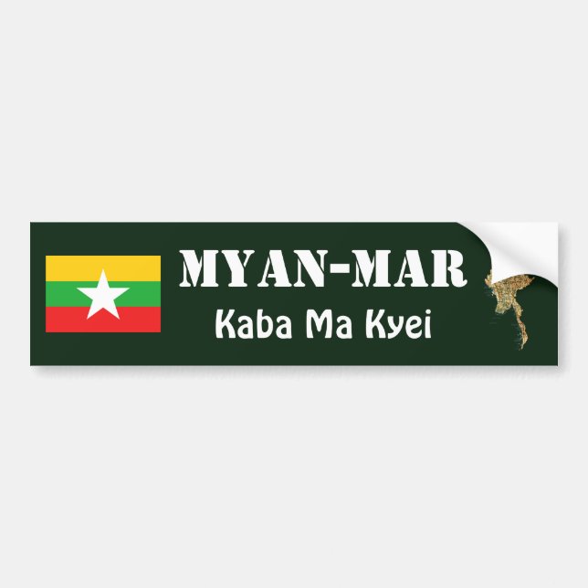 Adesivo de Para-choque da Bandeira + Mapa de Myanm (Frente)