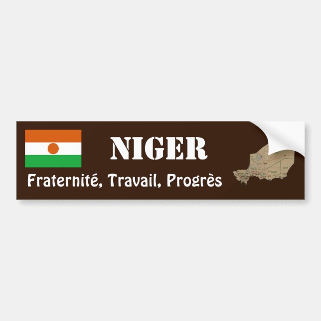 Adesivo de Para-choque da Bandeira + Mapa do Níger (Frente)