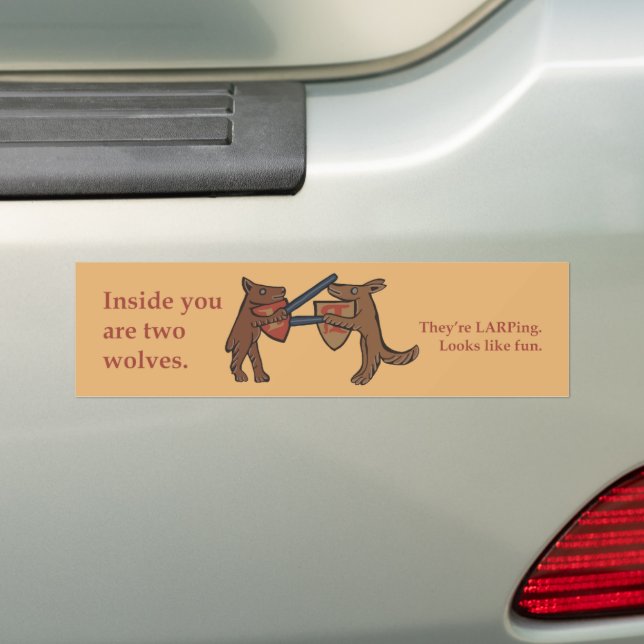 Adesivo de Para-choque de Dois Lobos Medievais (No carro)