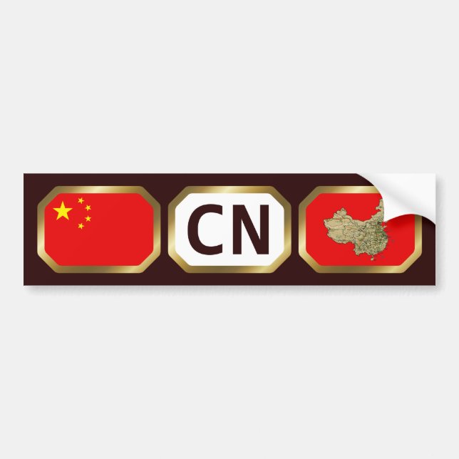 Adesivo de Para-choque do Mapa da Bandeira da Chin (Frente)